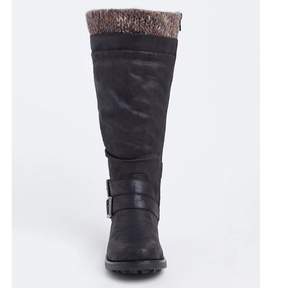 Torrid 7 Black Sweater Trimmed Knee-High Boot WW - Picture 2 of 6